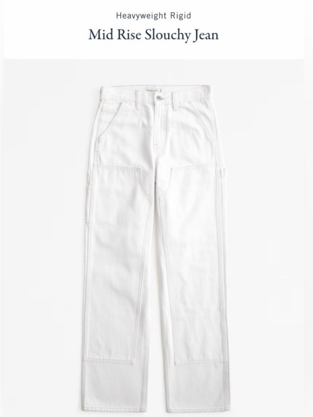Abercrombie & Fitch White Mid-Rise Slouchy Jeans Curve Love